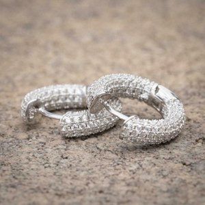 Gorgeous  Pavé Small Unisex Round CZ  Huggie Hoop Earrings